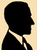 This is my silhouette cutting of H.P. Lovecraft.
As was the practice for silhouette cutters in centuries past, the original silhouette is kept as a template from which subsequent duplicates can be cut. However, each silhouette will vary in small respects as each one will be additionally detailed with blade and scissors.

Though Lovecraft had a few extant silhouettes cut during his lifetime, this silhouette is not based on those but is taken largely from the profile photo of Lovecraft with writer Frank Belknap Long as well as from a careful study of Lovecraft's facial contours in other photographs. The style of the silhouette is typical for the 1920s with the white collar cut from the black paper.

Showing eyelashes on a silhouette was a conceit or fashion of the cutter rather than a depiction of reality, Only in very rare cases would the eyelashes actually protrude beyond the profile. In service of verisimilitude, I've decided to leave off the eyelashes in order to more realistically depict Lovecraft's unique and strong profile.

For those interested, I will hand cut duplicates of this silhouette, mount it on warm ivory paper with a facsimile of the author's signature and mount it in a simple matte as seen in this image. I'll sign it subtly in pencil.

The Lovecraft silhouette is within a 4.5" X 6.5" window in a, 8" X 10" matte. The size is standard for those who may want to have it framed. The silhouette will be mounted, matted, protected in a crystal clear envelope for $30. plus $5 postage and careful packaging.